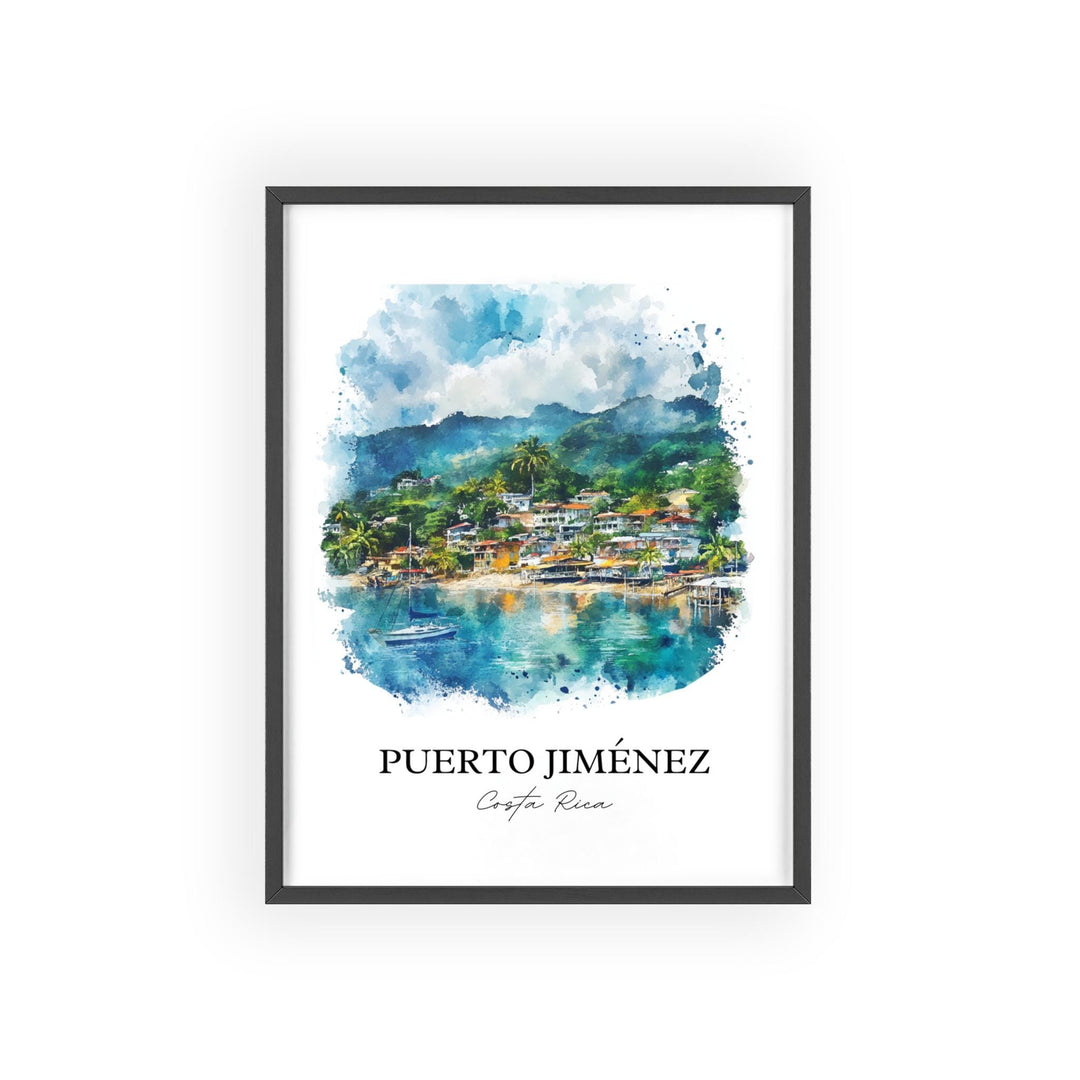 Puerto Jiménez Wall Art, Puntarenas Print, Costa Rica Watercolor Art, Puerto Jiménez Gift, Travel Print, Travel Poster, Housewarming Gift