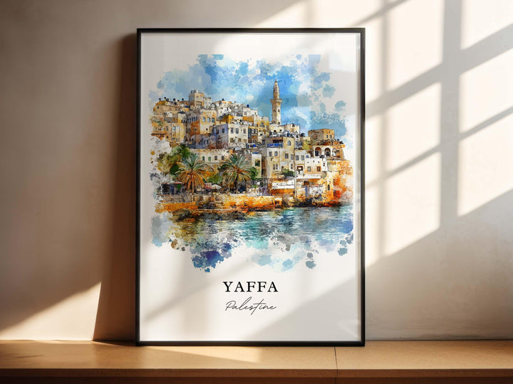 Yaffa Wall Art, Jaffa Palestine Print, Palestine Watercolor Art, Japho Palestine Gift, Travel Poster, Housewarming Gift