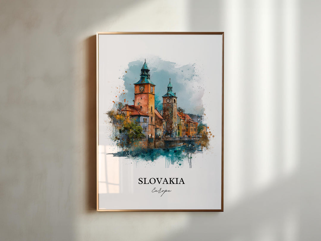 Slovakia Wall Art, Slovakia Print, Slovakia Watercolor Art, Slovakia Travel Gift, Travel Print, Travel Poster, Housewarming Gift
