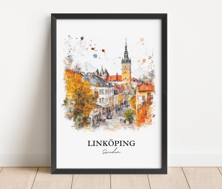 Linköping Travel Print Wall Art Linköping Wall Hanging Home Décor Linköping Gift Art Lovers Sweden Art Lover Gift Linköping Poster