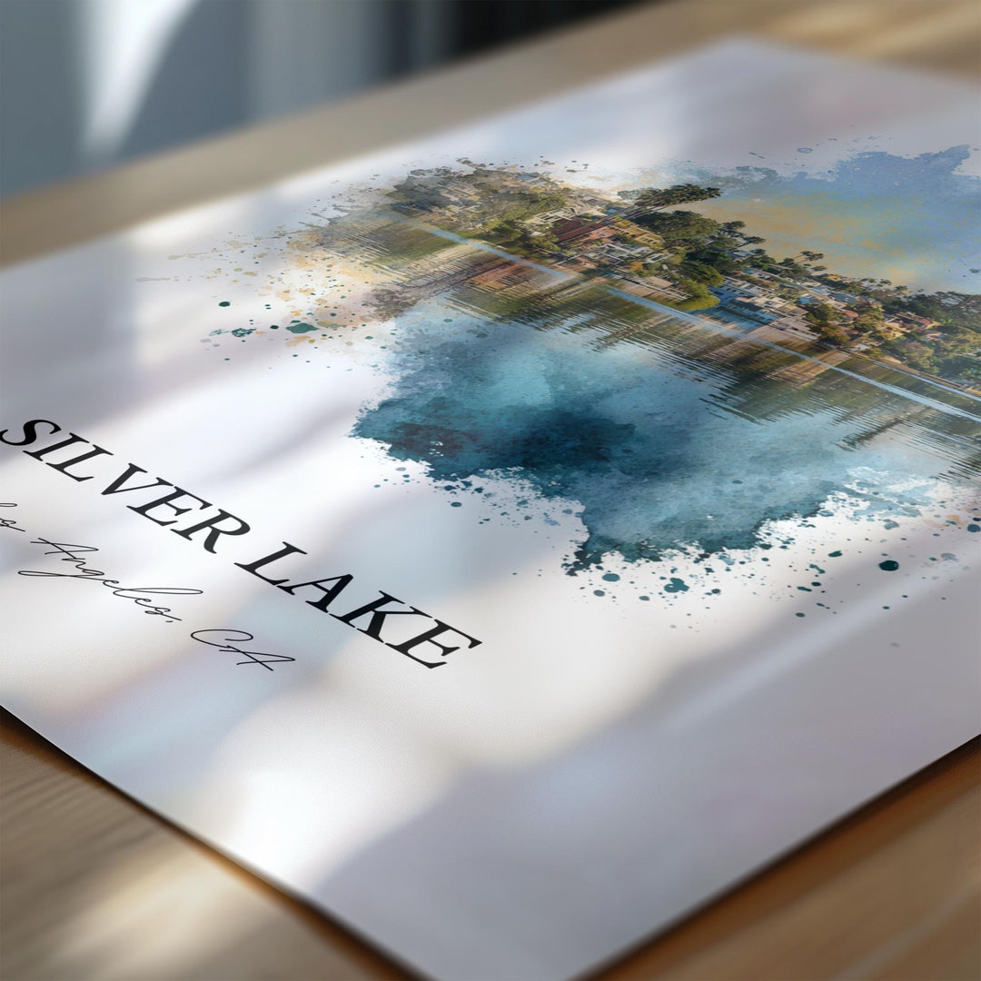 Silver Lake, California – Watercolor Art Print