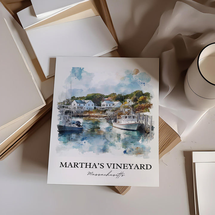 Martha's Vineyard Wall Art, Dukes County Print, Massachusetts Art, Martha's Vineyard Gift, Travel Print, Travel Poster, Housewarming Gift