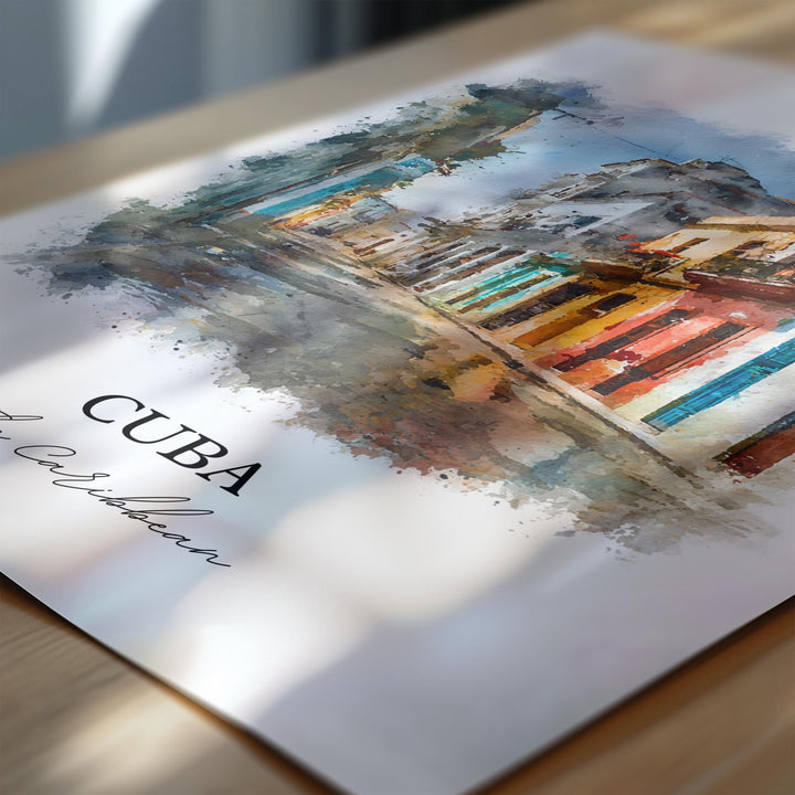 Cuba Wall Art, Cuba Print, Cuba Watercolor Art, Cuba Country Gift, Travel Print, Travel Poster, Housewarming Gift
