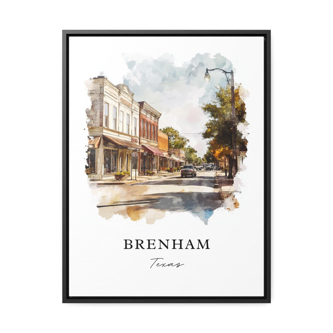 Brenham Texas Art, Brenham Print, Brenham TX Watercolor Art, Brenham Texas Town Gift, Travel Poster, Housewarming Gift