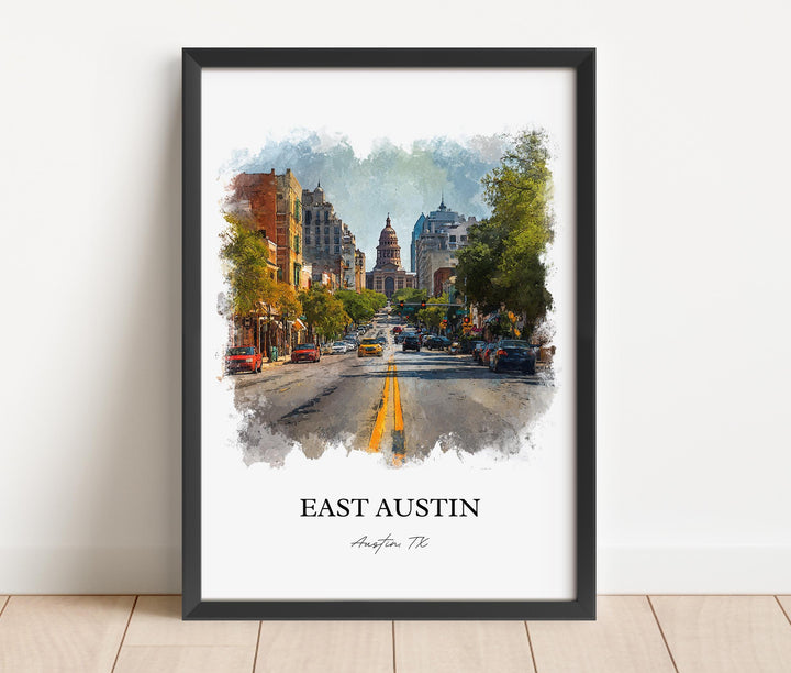 East Austin, Texas – Watercolor Art Print