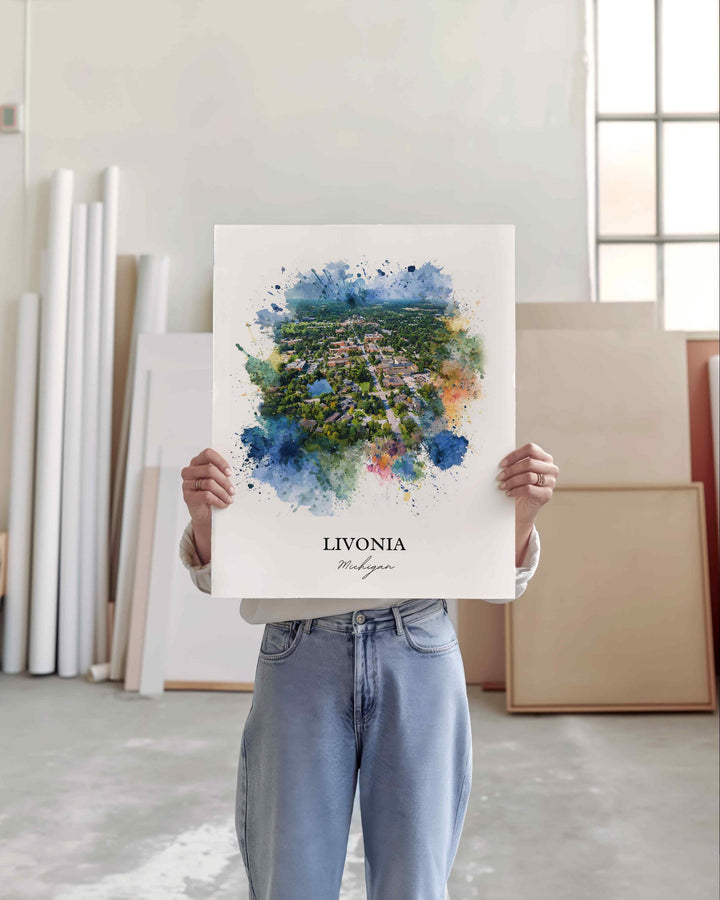 Livonia, Michigan – Watercolor Art Print