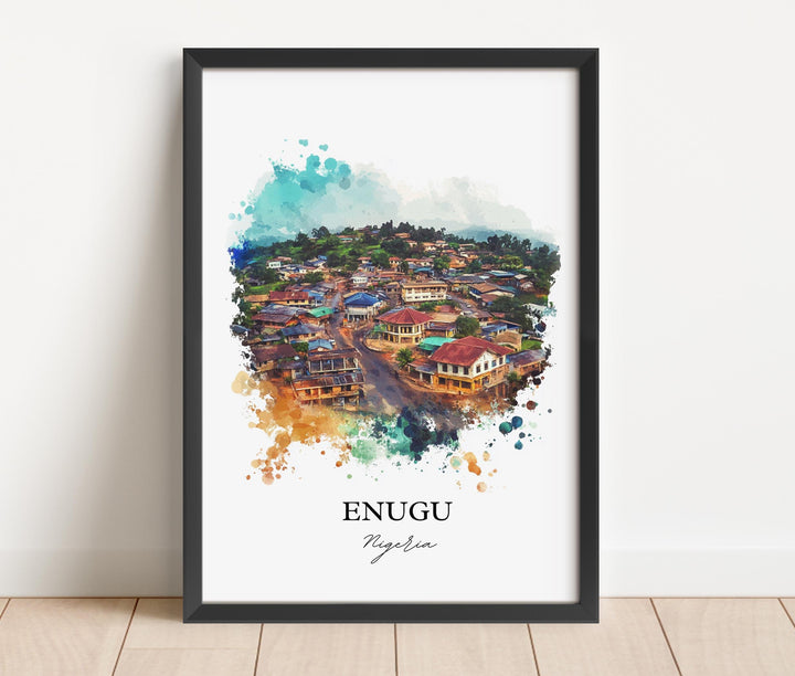 Enugu Nigeria Wall Art, Nigeria Print, Nigeria Watercolor Art, Enugu Nigeria Gift, Travel Print, Travel Poster, Housewarming Gift