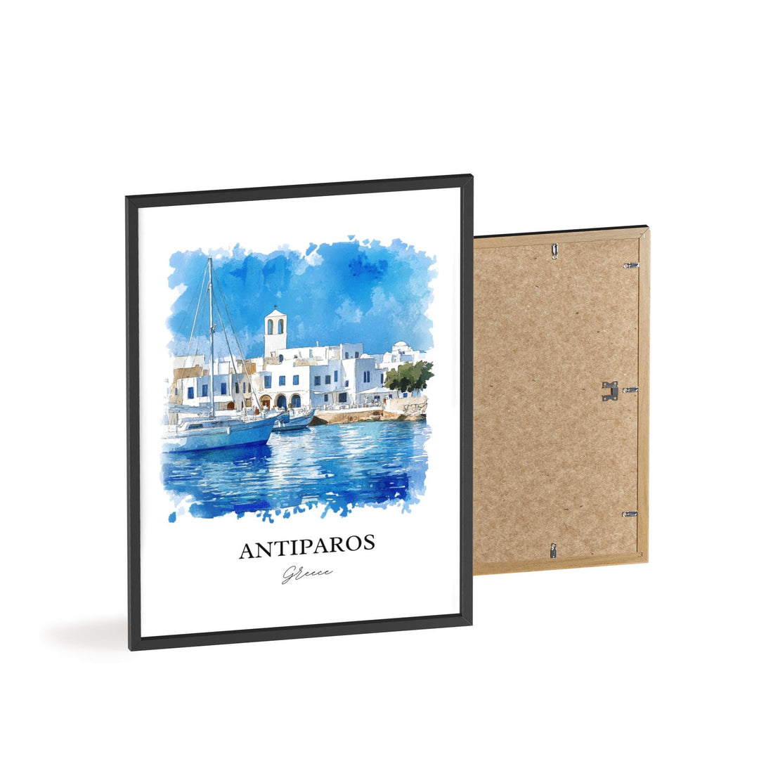 Antiparos Wall Art, The Cyclades Print, Paros Watercolor Art, Antiparos Greece Gift, Travel Print, Travel Poster, Housewarming Gift