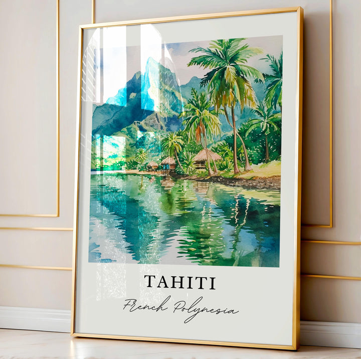 Tahiti wall art - French Polynesia, Tahiti print, Tahiti Wedding gift, French Polynesia Birthday present, Custom Text, Perfect Gift