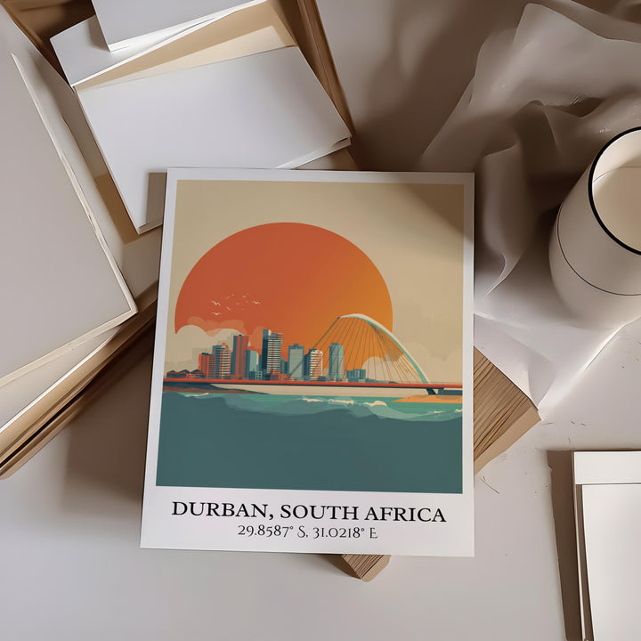 Durban Art, Durban Retro Travel Art, South Africa Home Decor, South Africa Gift, South Africa Travel Art, Travel Prints, Housewarming Gift