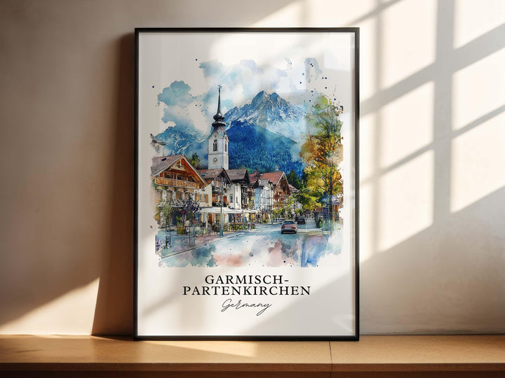 Garmisch-Partenkirchen Wall Art, Bavaria Print, Bavaria Watercolor Art, Oberbayern Gift,