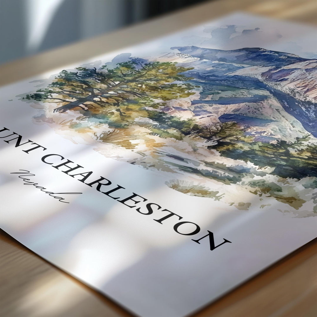 Mount Charleston NV Wall Art, Clark County Print, Nevada Watercolor, Mount Charleston Gift, Travel Print, Travel Poster, Housewarming Gift