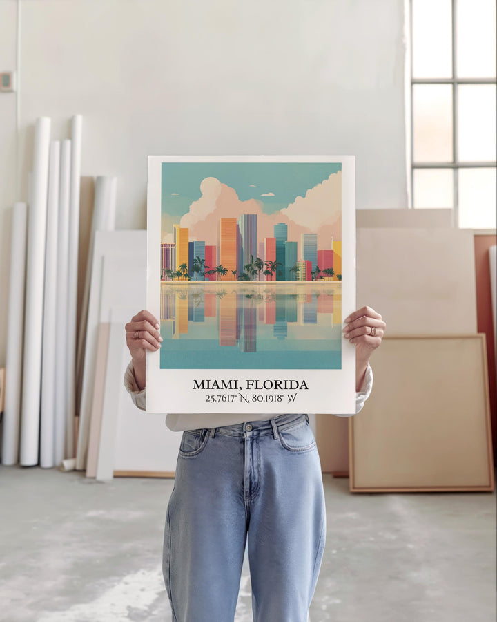 Miami FL Art, Miami Retro Travel Art, South Beach Home Decor, Miami Beach Gift, South Florida Travel Art, Travel Prints, Housewarming Gift