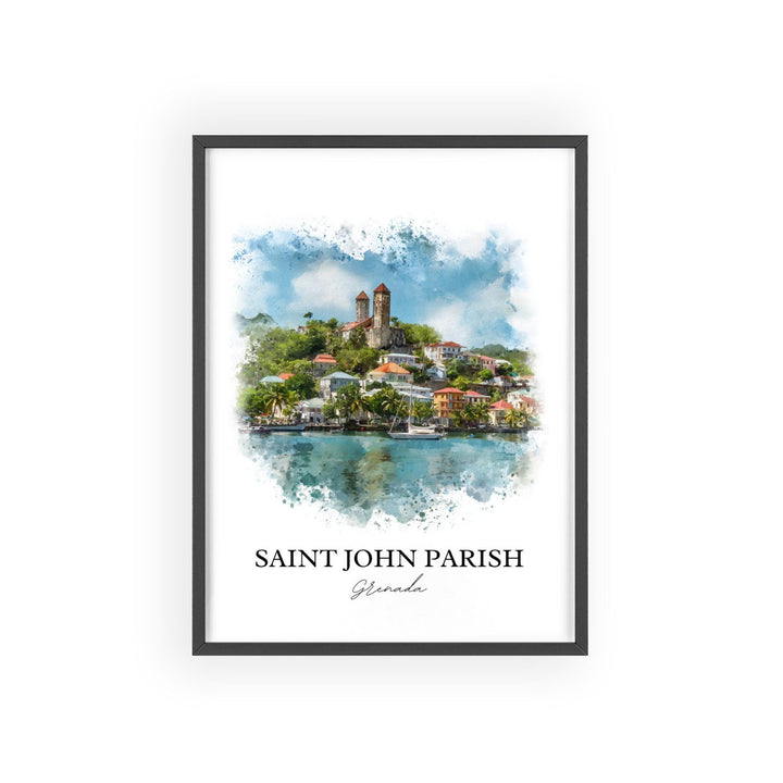 Saint John Parish Wall Art, Grenada Print, Grenada Watercolor, Grenada Gift, Grenada Travel Print, Travel Poster, Housewarming Gift