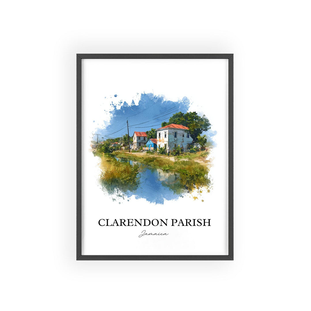Clarendon Jamaica Wall Art, Clarendon Parish Print, Jamaica Watercolor, Jamaica Gift, Jamaica Travel Print, Travel Poster, Housewarming Gift
