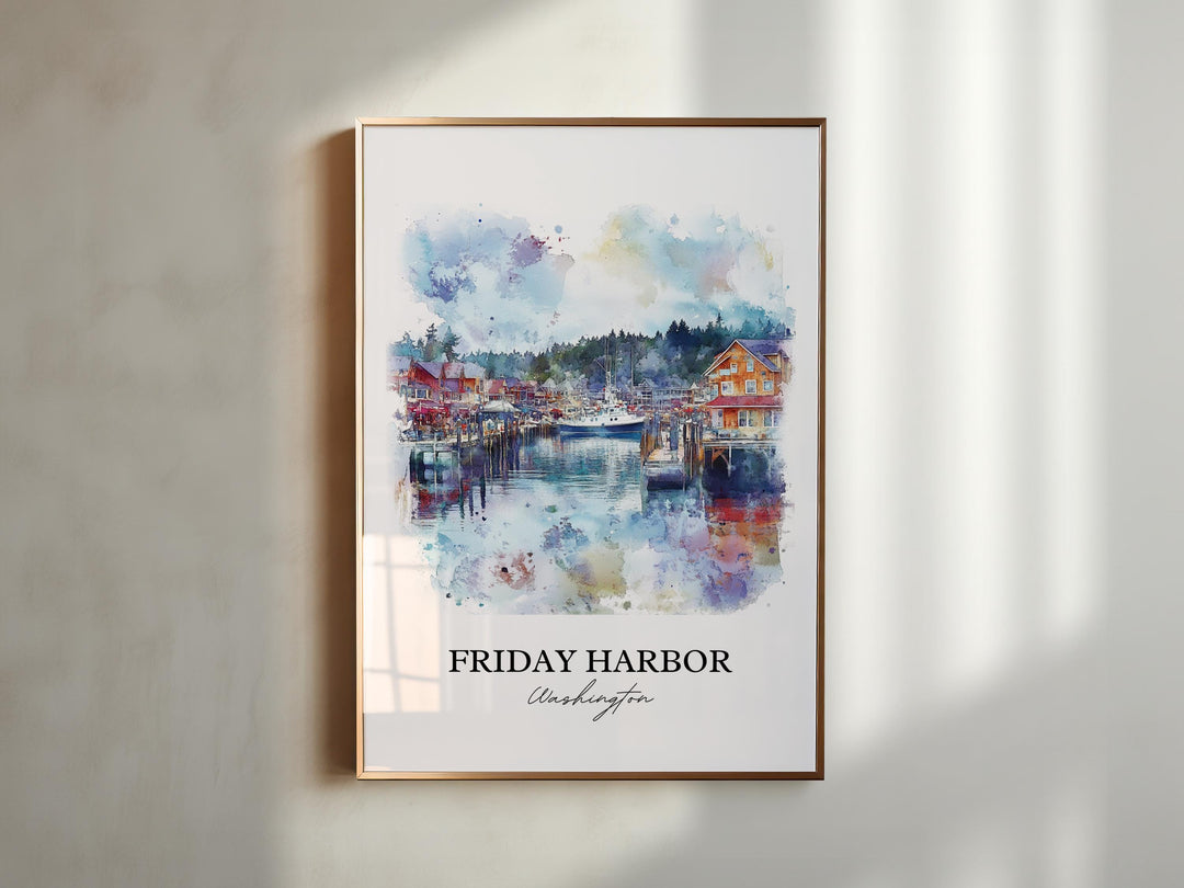 Friday Harbor Wall Art, San Juan Island Print, Washington St Artwork, Friday Harbor WA Gift, Travel Print, Travel Poster, Housewarming Gift