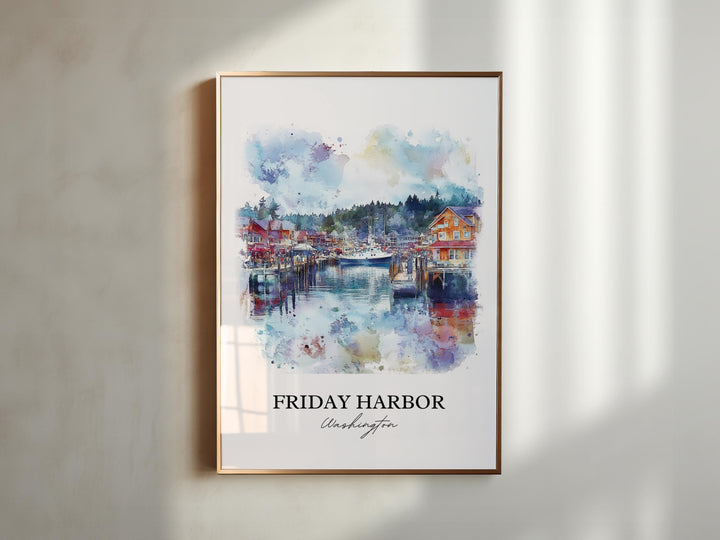 Friday Harbor Wall Art, San Juan Island Print, Washington St Artwork, Friday Harbor WA Gift, Travel Print, Travel Poster, Housewarming Gift