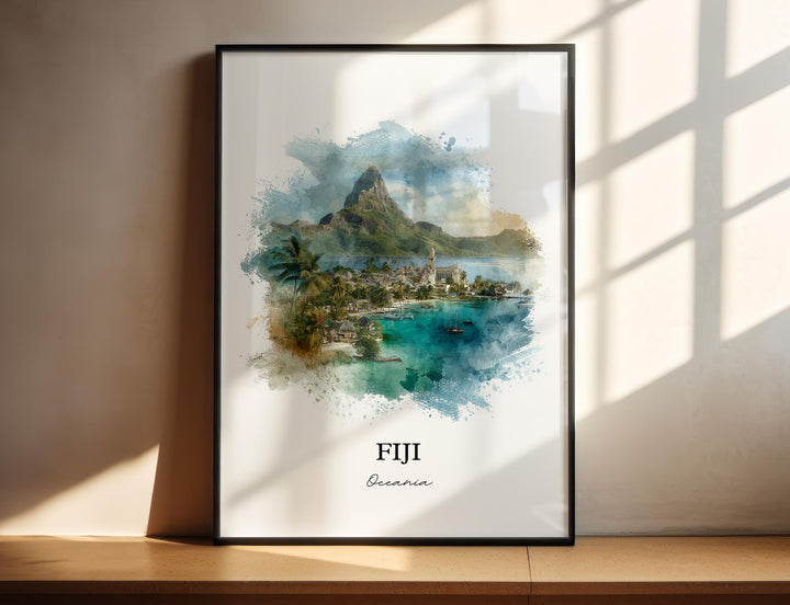 Fiji Wall Art, Fiji Print, Fiji Watercolor Art, Fiji Island Gift, Travel Print, Travel Poster, Housewarming Gift