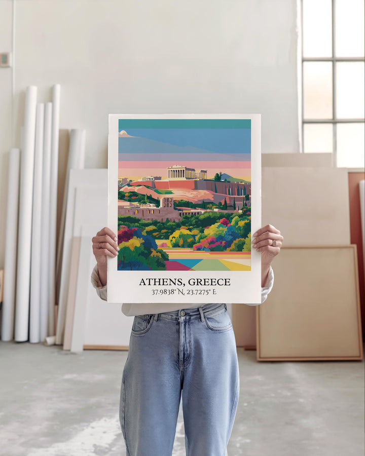 Athens Greece Art, Athens Retro Travel Art, Athens Greece Home Decor, Greece Gift, Greece Travel Art, Travel Prints, Housewarming Gift