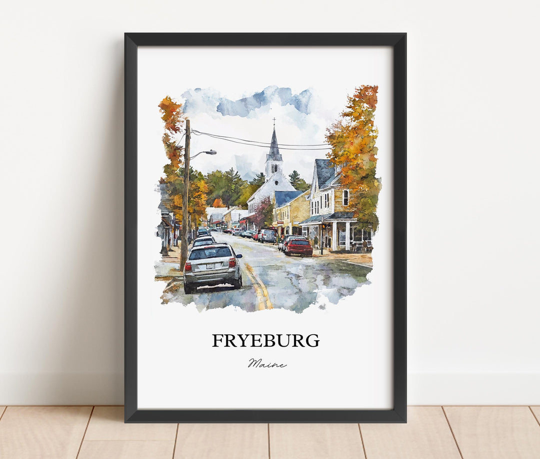 Fryeburg Maine Wall Art, Oxford County ME Print, Maine Watercolor Art, Fryeburg Gift, Travel Print, Travel Poster, Housewarming Gift