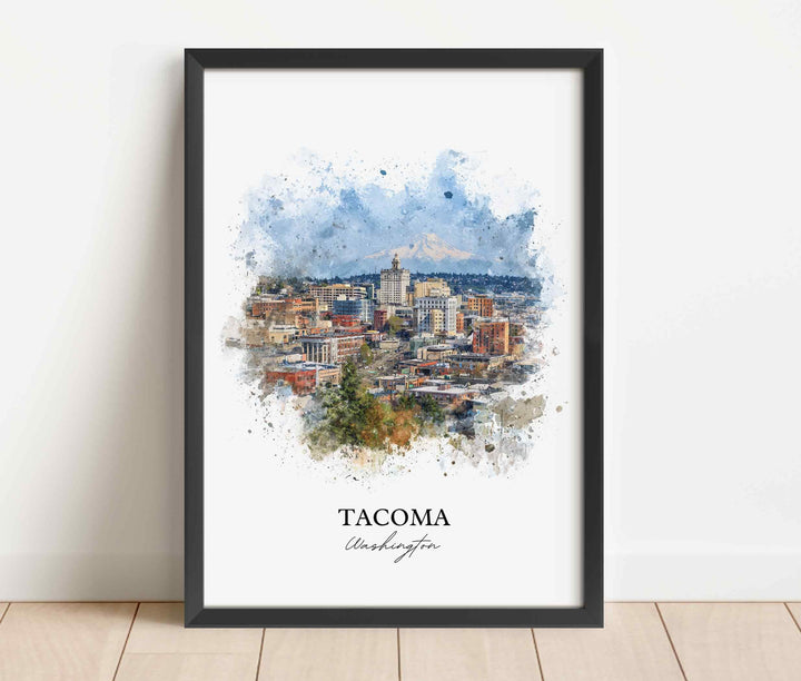 Tacoma WA Wall Art, Tacoma Print, Washington Watercolor Art, Puget Sound Gift, Travel Print, Travel Poster, Housewarming Gift