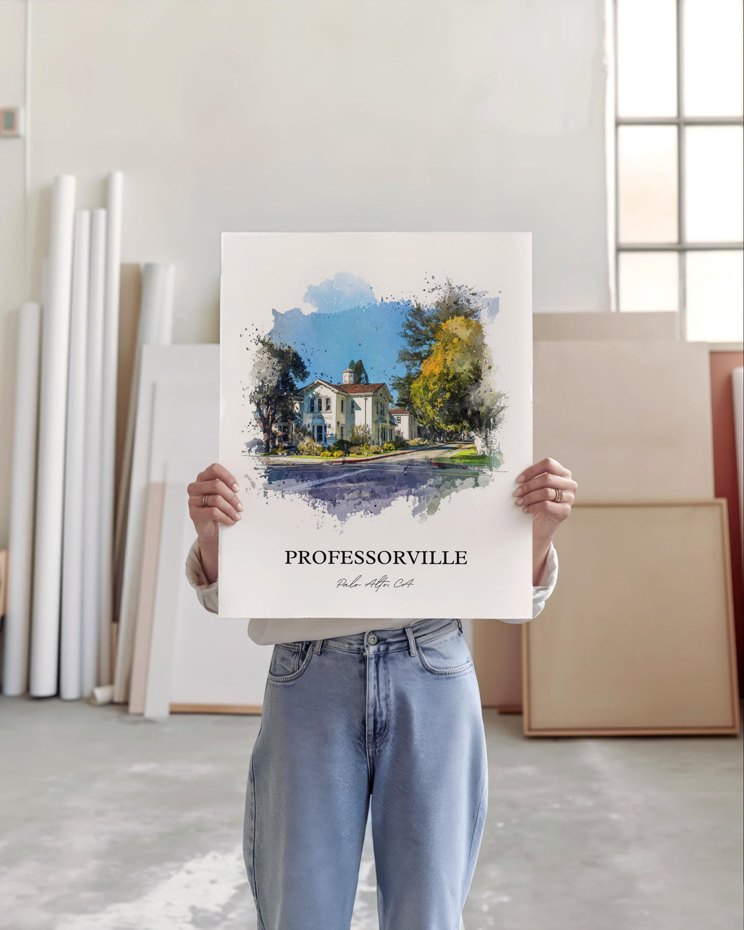 Professorville, California – Watercolor Art Print