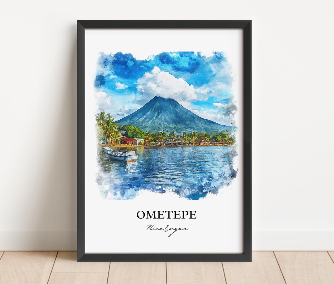 Ometepe Wall Art, Lake Nicaragua Print, Nicaragua Watercolor Art, Ometepe Gift, Travel Print, Travel Poster, Housewarming Gift