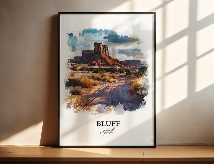 Bluff UT Wall Art, San Juan County Print, Utah Watercolor Art, Bluff Utah Gift, Travel Print, Travel Poster, Housewarming Gift