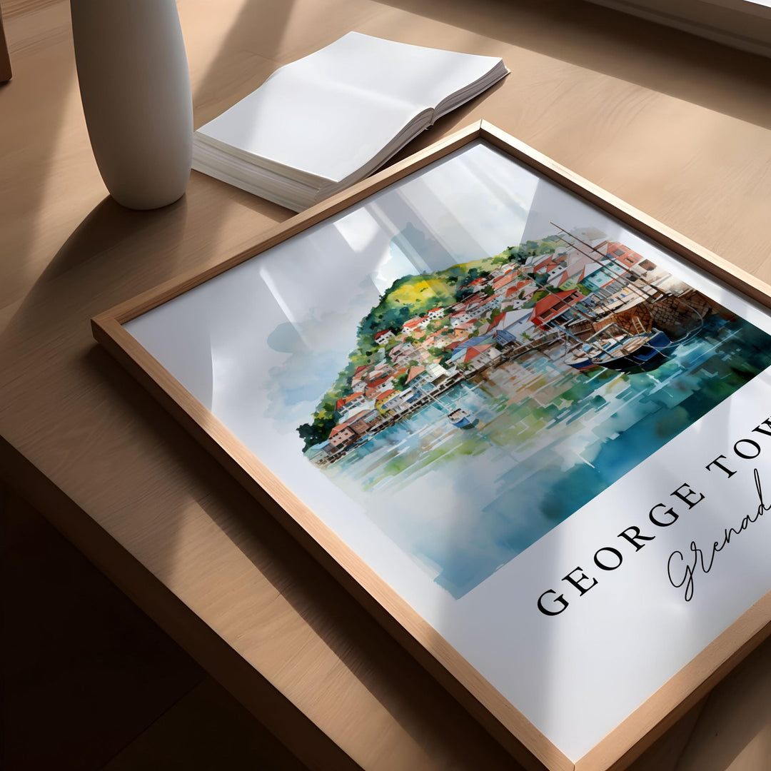 George Town Grenada wall art - Grenada, George Town poster, Grenada Caribbean Wedding gift, Birthday present, Custom Text, Personalized Gift