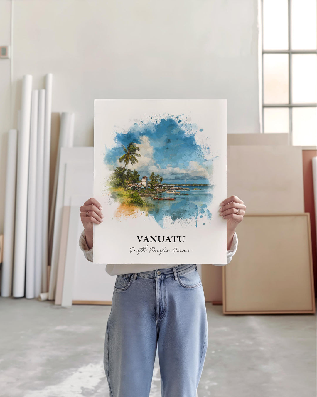 Vanuatu Wall Art, Vanuatu Print, Vanuatu Watercolor Art, Vanuatu Island Gift, Travel Print, Travel Poster, Housewarming Gift