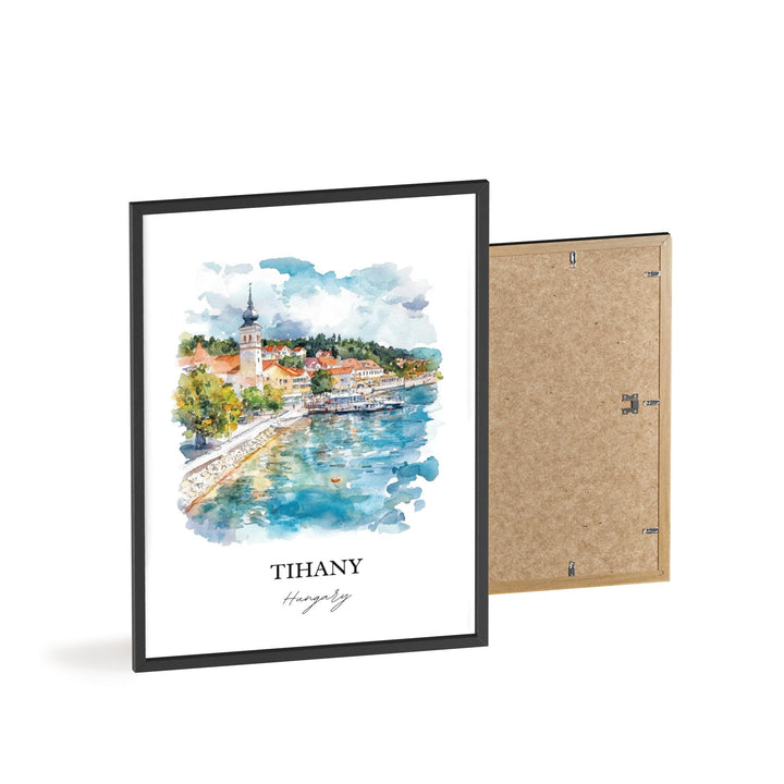 Tihany Wall Art, Tihany Print, Hungary Watercolor Art, Tihany Hungary Gift, Travel Print, Travel Poster, Housewarming Gift