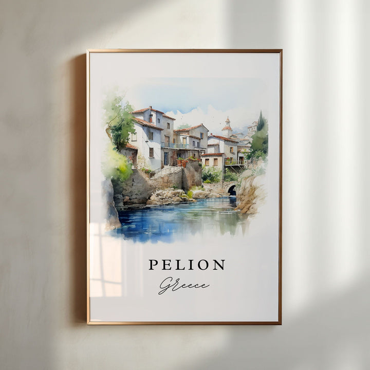 Pelion Greece Wall Art, Pelion Print, Pelion Watercolor Art, Thessaly Greece Gift,