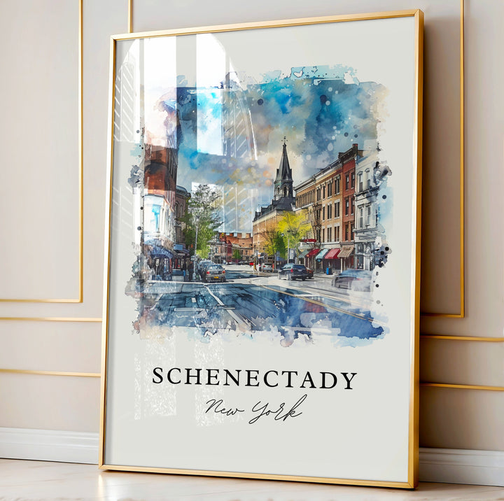 Schenectady Wall Art, Schenectady Print, Schenectady NY Watercolor, Schenectady Gift,