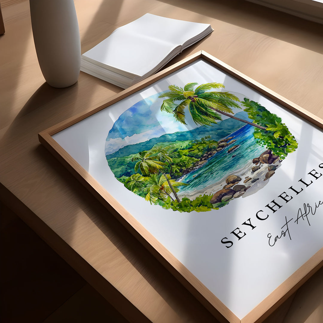 Seychelles wall art - East Africa, Seychelles print, Seychelles Wedding gift, Birthday present, Custom Text, Perfect Gift