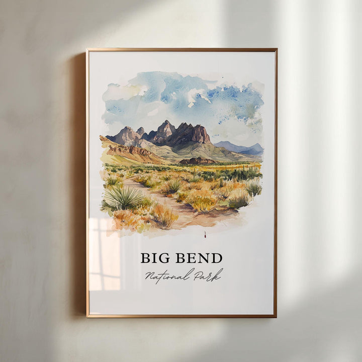 Big Bend National Park Art, Big Bend Print, Texas Watercolor Art, Brewster County TX Gift, Travel Print, Travel Poster, Housewarming Gift