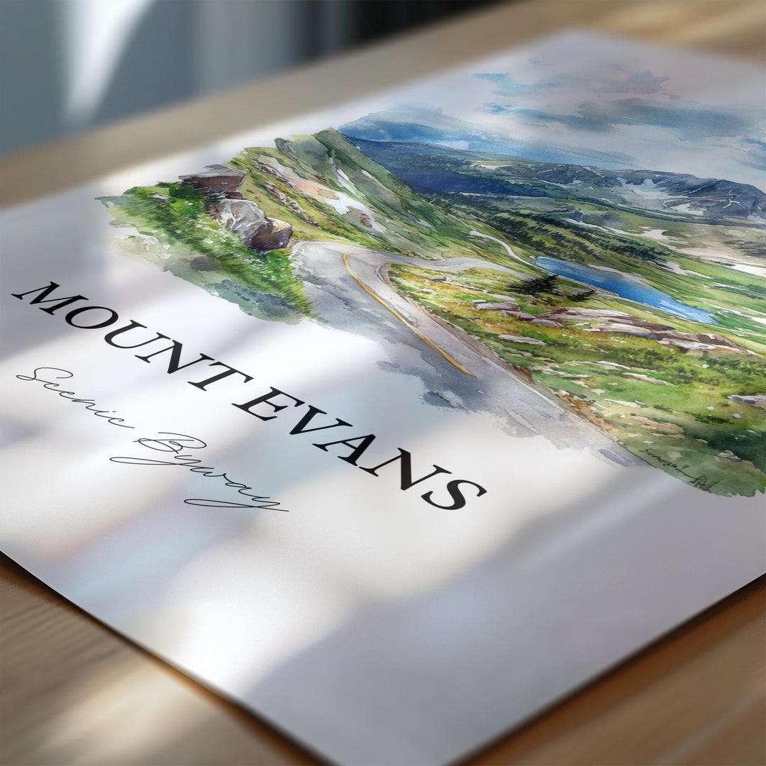 Mount Evans CO Wall Art, Mount Blue Sky Print, Colorado Watercolor Art, Mt Blue Sky Gift, Travel Print, Travel Poster, Housewarming Gift