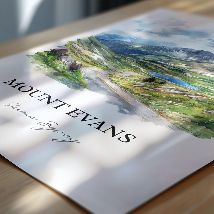 Mount Evans CO Wall Art, Mount Blue Sky Print, Colorado Watercolor Art, Mt Blue Sky Gift, Travel Print, Travel Poster, Housewarming Gift