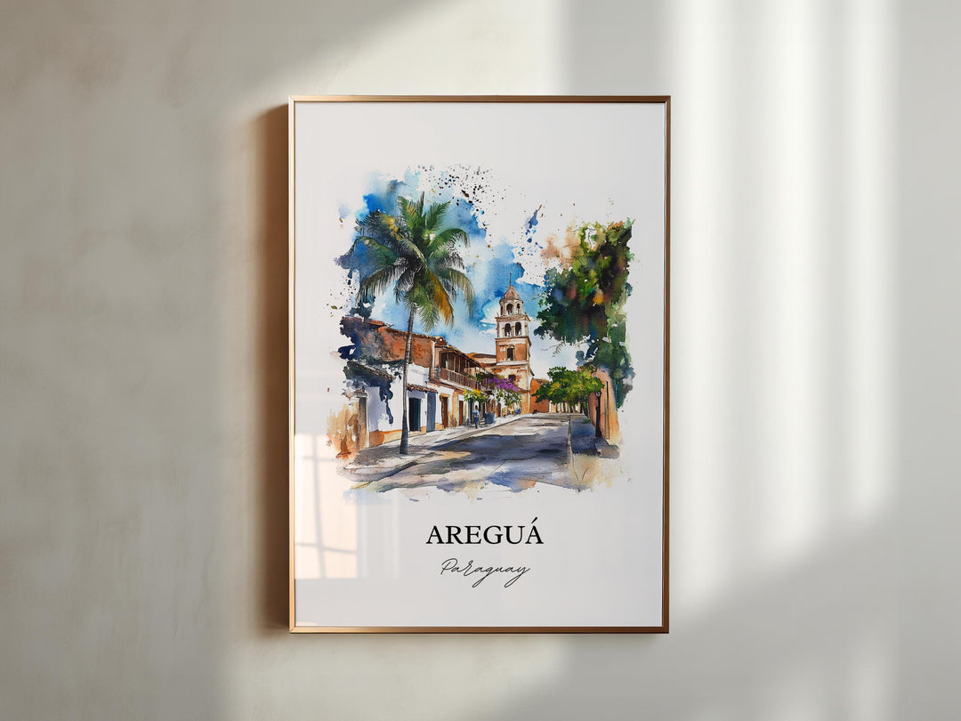 Areguá Paraguay Wall Art, Areguá Print, Paraguay Watercolor Art, Areguá Paraguay Gift, Travel Print, Travel Poster, Housewarming Gift