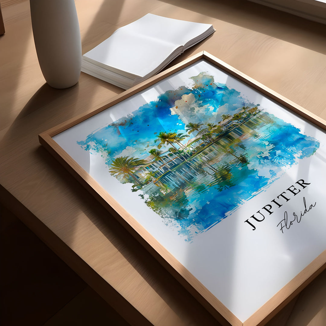 Jupiter FL Art Print, Jupiter Print, Florida Wall Art, Jupiter FL Gift, Travel Print, Travel Poster, Travel Gift, Housewarming Gift