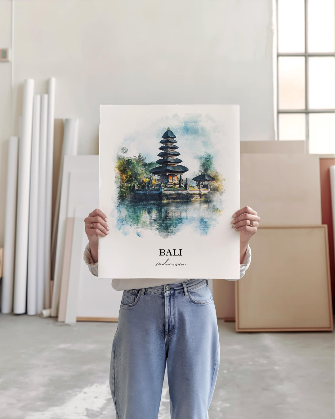 Bali Indonesia Wall Art, Bali Print, Indonesia Watercolor Art, Bali Indonesia Gift, Travel Print, Travel Poster, Housewarming Gift