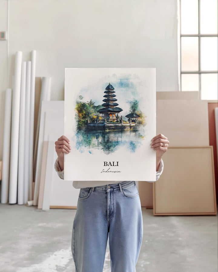 Bali Indonesia Wall Art, Bali Print, Indonesia Watercolor Art, Bali Indonesia Gift, Travel Print, Travel Poster, Housewarming Gift