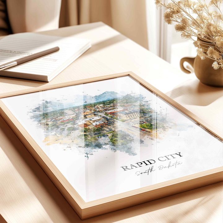 Rapid City, South Dakota – Watercolor Art Print