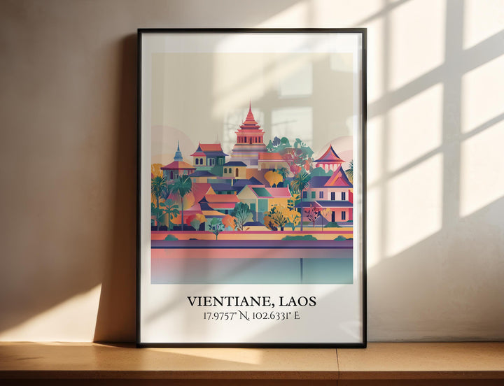 Vientiane Laos Art, Vientiane Retro Travel Art, Vientiane Home Decor, Vientiane Gift, Laos Travel Art, Travel Prints, Housewarming Gift