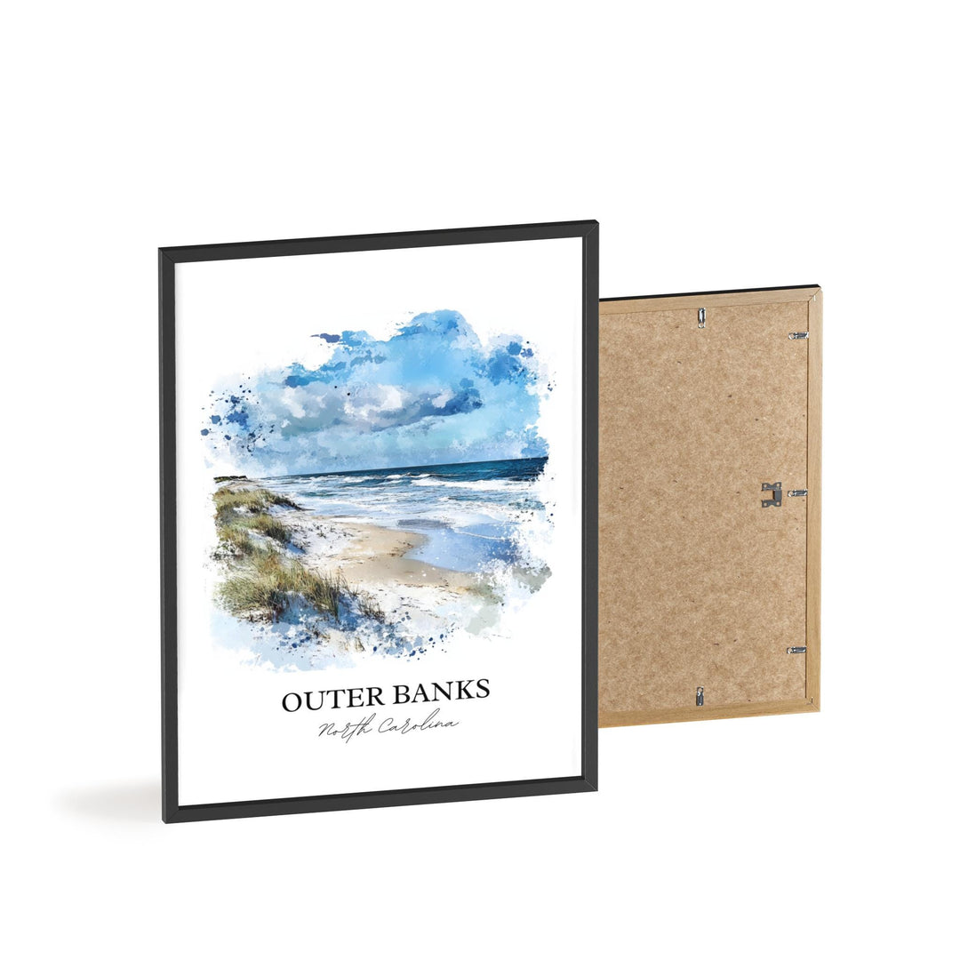 Outer Banks Wall Art, Outer Banks NC Print, OBX Watercolor Art, Outer Banks Gift, Travel Print, Travel Poster, Housewarming Gift