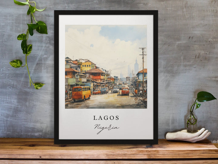 Lagos traditional travel art - Nigeria, Lagos poster, Wedding gift, Birthday present, Custom Text, Personalised Gift