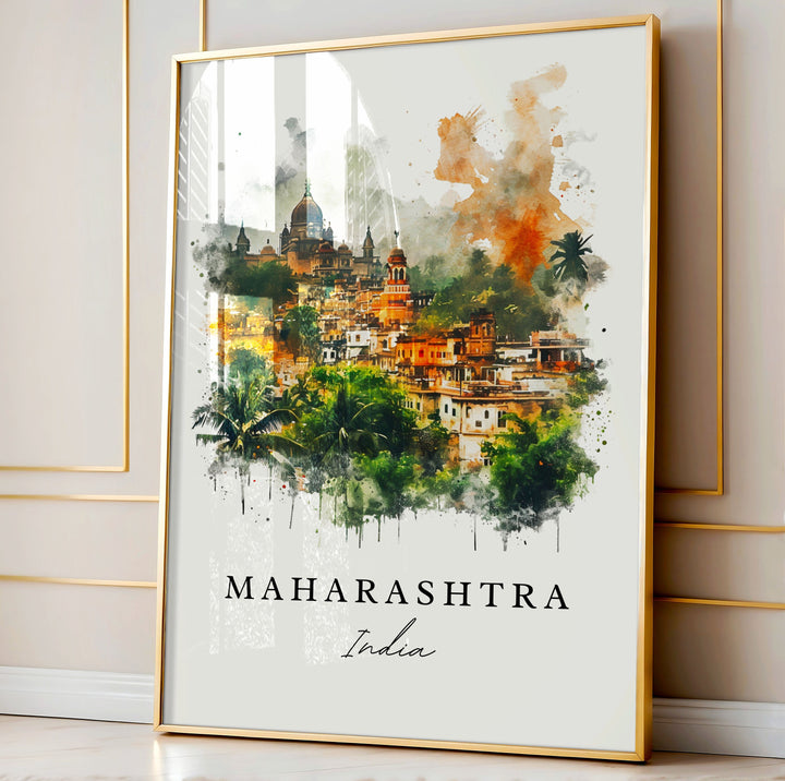 Maharashtra traditional travel art - India, Maharashtra print, Wedding gift, Birthday present, Custom Text, Perfect Gift