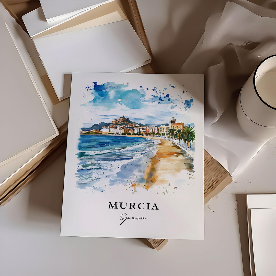 Murcia Spain Wall Art, Murcia Print, Murcia Watercolor Art, Murcia Espana Gift,