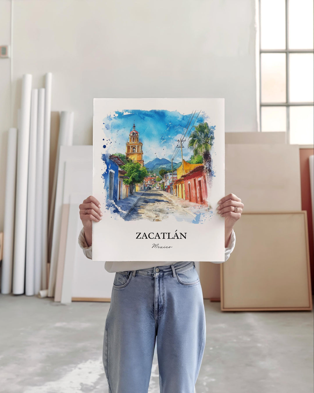Zacatlán Wall Art, Puebla Mexico Print, Mexico Watercolor Art, Zacatlán Mexico Gift, Travel Print, Travel Poster, Housewarming Gift