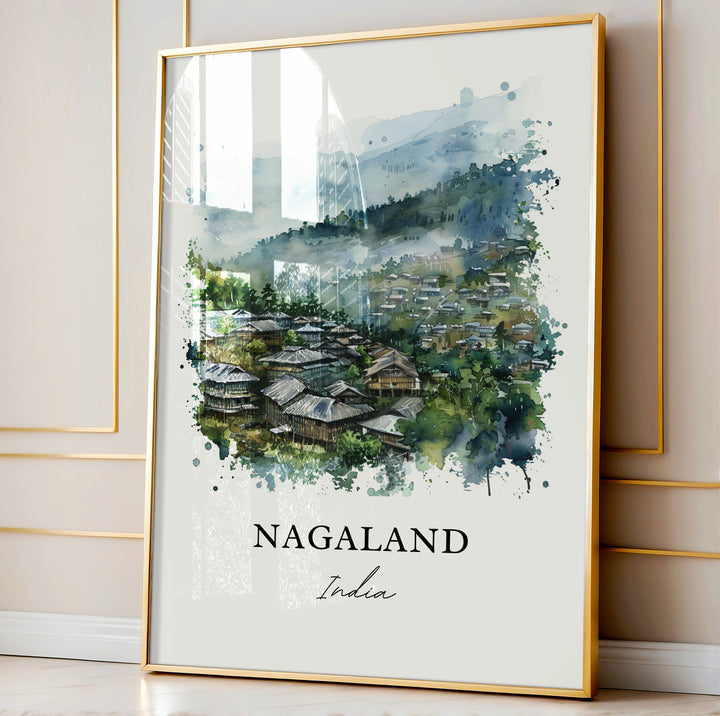 Nagaland Wall Art, Nagaland India Print, Kohima India Watercolor, Nagaland India Gift,