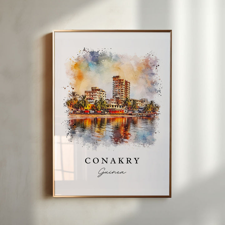 Conakry watercolor travel art - Guinea, Conakry print, Guinea Africa Wedding gift, Birthday present, Custom Text, Perfect Gift